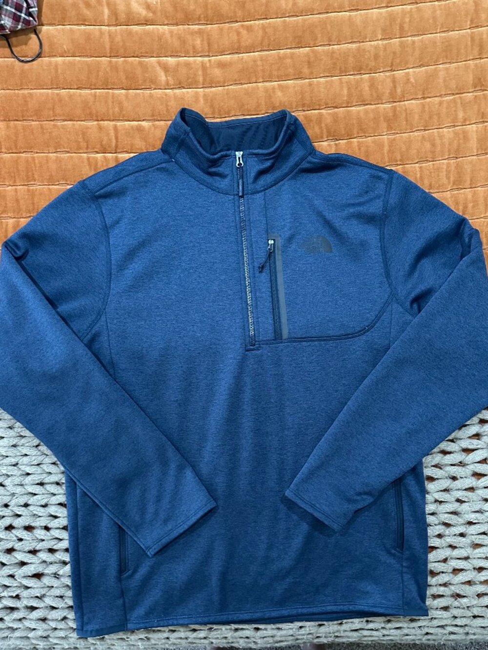 North Face Men’s Blue Half-Zip Stretch Fleece Pullover